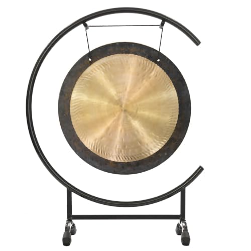 16" Chinese Gongs on High C Stand - Includes Gong, Mallet & Gong Stand/Easy to Assemble Metal Stand/Great for Small Spaces - size: 16" Dark Wind Gong