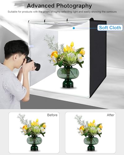 PULUZ 32"x32" Light Box Photography, Large Photo Light Box with 3 Stepless Dimming Light Panel, 234 LED Beads, Professional Photo Booth Shooting Tent Kit with 4 Color Backdrops for Product Photography - size: 32*32 Inch
