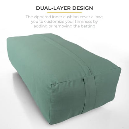 Firm Large Yoga Bolster, 24x12x6in - color: Sage - Zippered Cover, size: 1 Pack