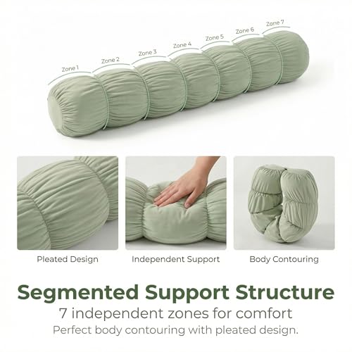 Pat. Pend. Cylinder Pillow for Bed, 39 Inch, Celadon Green - color: Celadon Green, size: 39"x 7.87"