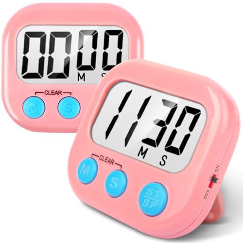 AOUCE Digital Kitchen Timers for Cooking, Timer for Kids 2 Pack Pink - color: Pink