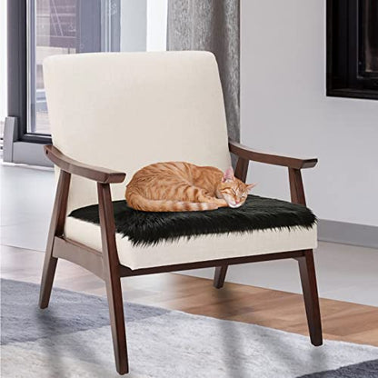 Softlife Black Faux Fur Sheepskin Chair Cover Seats Cushion Pad Super Soft Area Rugs for Living Bedroom Sofa Dorm (1.6ft x 1.6ft) - color: Black