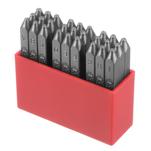 HARFINGTON 27pcs Letter Stamp Set 1/16" 1.5mm High Tool Steel A-Z & Punch Press Tools Metal Stamps Set Hammer Hand Punch for Metal Plastic Wood Leather Brass Stamping - size: 1.5mm