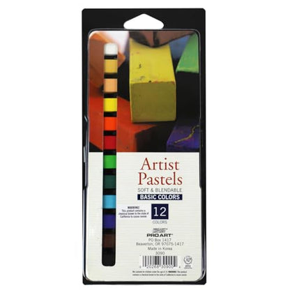 Pro Art Artist Pastels Square 12pc Basic Colors, Soft Pastels, Pastels for Artists, Soft for Artists, Chalk Pastels, Pastel Crayons, Pastel Chalk, Art Supplies