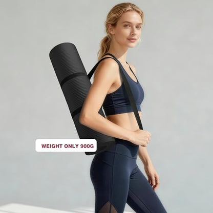 KEEP Extra Thick NBR Yoga Mat - color: Black, size: 72”x24”x10mm