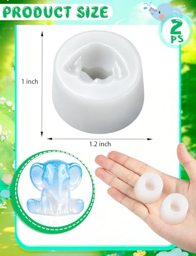 2 Pcs Mini Cute Elephant Figurines Silicone Mold | Micro Dollhouse Animal Epoxy Casting Mold Realistic Shapes for DIY Resin Art Fairy Garden Miniatures Landscape Crafts Decor - color: 2 Pcs Elephant White