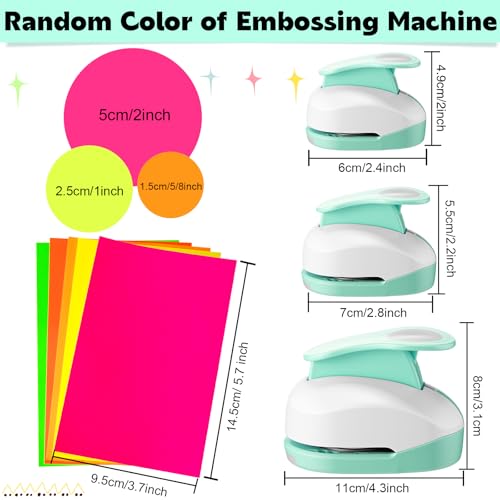 CHENGU 3 Pack Circle Hole Punch 2"/1"/0.6", Mint Green | Paper Craft Cutters for Card Making, Shape Punches for Scrapbooking, Includes 10 Sheets Stickers, Photo Album DIY Projects - color: Mint Green, style: Circle