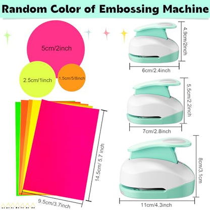 CHENGU 3 Pack Circle Hole Punch 2"/1"/0.6", Mint Green | Paper Craft Cutters for Card Making, Shape Punches for Scrapbooking, Includes 10 Sheets Stickers, Photo Album DIY Projects - color: Mint Green, style: Circle
