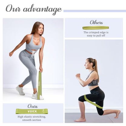 VEICK 5-Level Resistance Loop Bands Set for Strength Training & Pilates - color: Green