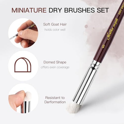 Kolinsky Sable Miniature Brushes Drybrushes for Miniature Set 7 pcs Paint Brushes for Miniature Oil Acrylics Model Paint Brushes #3, 5, 6 - color: Red