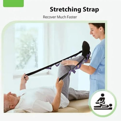 10 Loops Stretching Strap Yoga Strap for Home Workout, Exercise, Pilates and Gymnastics, Non-Elastic Stretch Bands for Women & Men - color: Black+Purple