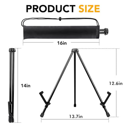 AROIC 6 Pack 14'' Tabletop Easels, Black Steel Table Top Easels for Display | Adjustable Portable Table Top Easel for Paintings, Signs, Posters,Frame Pictures(with 6 Bags) - style: 6P