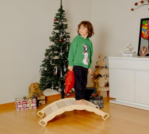 Wooden Balance Board | Seesaw balance board | Babies Montessori Toys Wobble Board Children and Adults | Balancing Children Wooden Toys | Wobble Board Balance | Wooden Seesaw Balancing Board Montessori Toy from 3 years Yoga Board Balance Training - color: