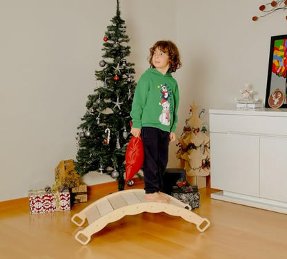 Wooden Balance Board | Seesaw balance board | Babies Montessori Toys Wobble Board Children and Adults | Balancing Children Wooden Toys | Wobble Board Balance | Wooden Seesaw Balancing Board Montessori Toy from 3 years Yoga Board Balance Training - color: