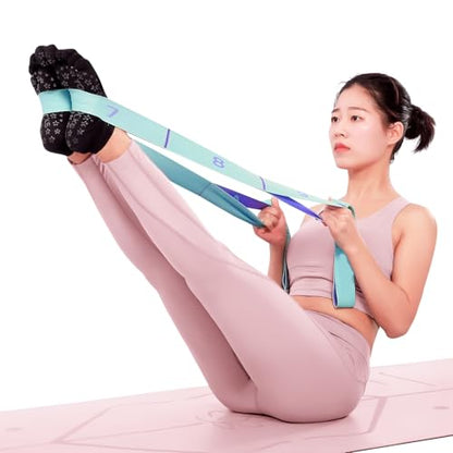 11 Loops Stretch band - Yoga, Pilates, Ballet, and Physical Therapy Stretching strap for Flexibility, Leg Stretching, and Exercise - Durable Stretching equipment for Dance and Fitness - color: 11 Grids-Blue