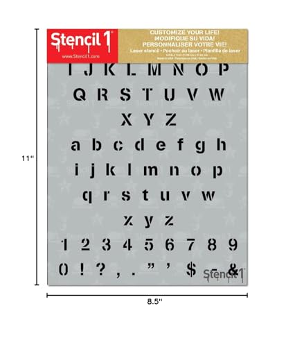 Bold Font Letter Stencils 1/2" - Letters & Numbers - Uppercase & Lowercase Alphabet - Painting, Drawing, Wood, Vinyl & Crafts 8.5” x 11”