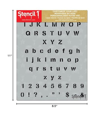 Bold Font Letter Stencils 1/2" - Letters & Numbers - Uppercase & Lowercase Alphabet - Painting, Drawing, Wood, Vinyl & Crafts 8.5” x 11”