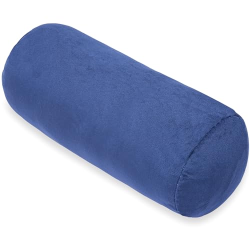 1 MIDDLE ONE Bolster Pillow with Removable Velvet Cover, Round Cylinder Neck Roll Pillow for Head, Back, Leg Support, Decorative Bed and Couch Pillow 16 x 6 Inches (Blue) - color: Blue, size: 16 inch