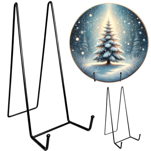 2PCS Iron Plate Stands for Display 16 Inch, Large Metal Heavy Duty Display | Solid Black Iron Table Top Easel Holder, Perfect for Large Plates, Picture Frames, Signs, Posters, and Decorative Platters - size: 2PCS 16IN