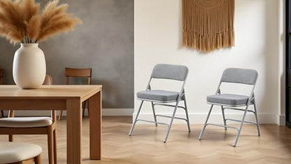 Padded Folding Chairs with Thick Cushion, 2 Pack Grey - color: Grey 2 Pack