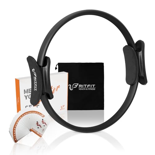 RitFit Pilates Ring 14 Inch Magic Fitness Circle for Inner Thigh Toning | Bonus Workout Guide & Storage Bag Included, Lightweight & Portable, Pilates Yoga Full Body Toning - style: Black