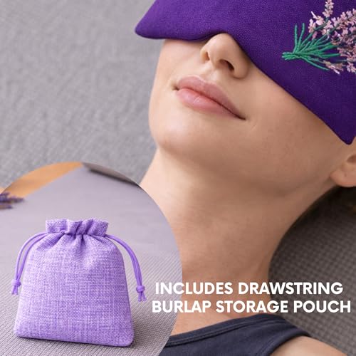 Weighted Clay Beads and Lavender Buds Eye Pillow Mask, Microwavable Heated or Cold Compress for Dry Eyes & Puffiness, Reusable Migraine Relief Mask with Washable Cotton Cover