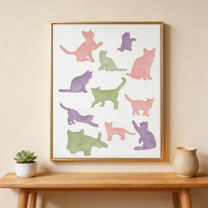 TIAMECH A4 Reusable Cat Silhouette Stencil for Painting | Cute Animal Layering Template, DIY Wall Art, Wood Furniture, Scrapbook & Crafts (8.3x11.7inch) - style: Cat Silhouette
