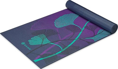 Gaiam, 요가 매트 - 프리미엄 6mm 프린트, 매우 도톰한 소재. 미끄럼 방지, 모든 유형의 요가, 필라테스 및 바닥 운동을 위한 운동 및 피트니스 매트(길이 172.7cm (68 인치) x 너비 61cm (24 인치) x 6mm 두께) - color: 백합 그림자