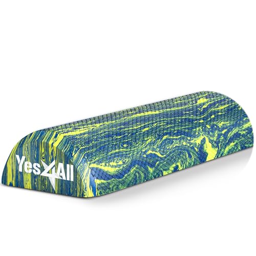 Yes4All EVA Firm Foam Roller for Stretching, Half Yoga Back Roller for Muscle Massage for Pilates, Yoga, Balance & Core Exercises - 12/36 inches - color: 12-inch - Blue & Green