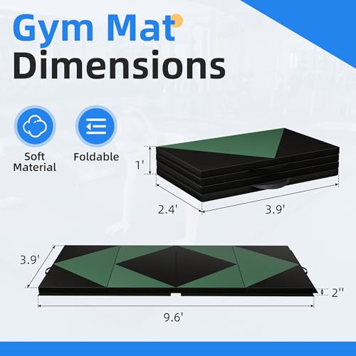 Polar Aurora 4'x10'x2 Thick Folding Gymnastics Exercise Mat Aerobics Stretching Yoga Mats - color: Green-Black