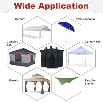 ABCCANOPY Canopy Weights 185 LBS Tent Sand Bags,4-Pack Black(No Sand) - color: Black, size: 185 LBS