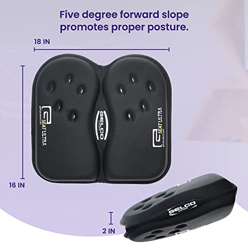 GSeat Ultra Orthopedic Gel and Foam Seat Cushion (Black) – for Coccyx, Back, Tailbone, Prostate, Postnatal, and Sciatica Pain/Discomfort – Office, Car, Chair, Travel - color: Black