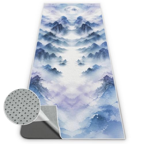 Yoga Mat Towel, Hot Yoga Towel High-Definition Pattern, Machine Washable with Ultra-Absorbent Yoga Towels for Hot Yoga Non Slip for Fitness, Exercise, Pilates, 72 x 27 in, Mountain - color: Mountain