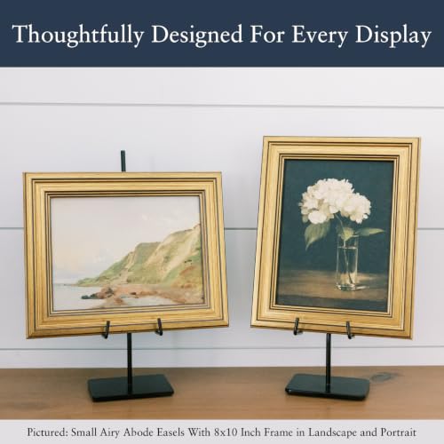 Airy Abode Tabletop Easel, Small Black Metal Display Stand, 1 Pack | One small black metal easel for displaying photos, signs, menus, place cards, framed artwork, and tabletop décor - size: Small