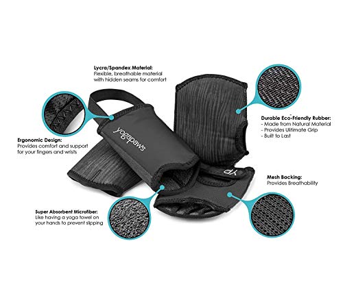 YogaPaws SkinThin Non Slip Yoga Gloves and Yoga Socks for Women & Men for Hot Yoga, Crossfit, Cycling, for Sweaty Hands Feet - color: Classic Black, size: 2