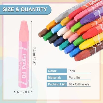 PATIKIL Pink Oil Pastels, 48Pcs Soft Oil Crayons Pastels Stick Vibrant and Creamy Art Supplies Bulk for Artists Beginners Art Painting Drawing Blending Graffiti Gallery - color: Pink