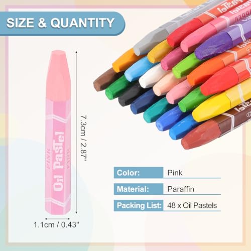 PATIKIL Pink Oil Pastels, 48Pcs Soft Oil Crayons Pastels Stick Vibrant and Creamy Art Supplies Bulk for Artists Beginners Art Painting Drawing Blending Graffiti Gallery - color: Pink