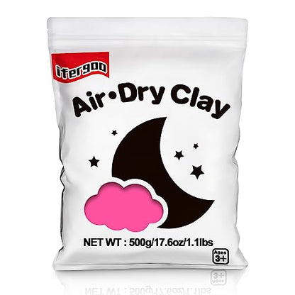 ifergoo 500g Pink Air Dry Clay, 1.1LBS DIY Creative Modeling Clay for Kids | Refill Foam Magic Clay for School Art & Craft Project, Slime Supplies, Ultra-light & Soft, Gift for Age 3-12 Boys & Girls - color: Pink/500g