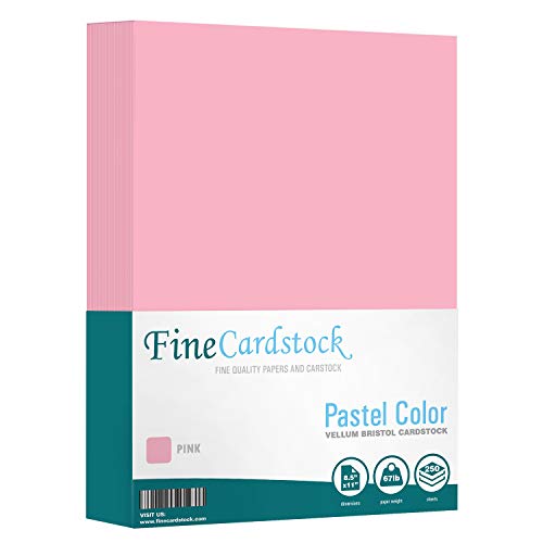 Color Cardstock Paper 67 Vellum Bristol, Sizes: 8.5 x 11 | 11 x 17 | 8.5 x 14 |1 ream of 250 Sheets Per Pack. (8.5 x 11 Pink) - color: Pink, size: 8.5 x 11