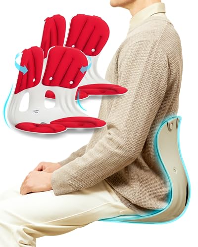 curble Grand 2 Pack– Extra Wide Ergonomic Seat Support, Sit Straighter Without Effort, Passive Posture Trainer for Office, Home & Car (Red) - color: 2 Pack Red