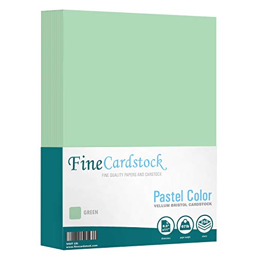Green 67lb Vellum Bristol Cardstock, Lightweight Cover Card Stock Paper - Great for Arts and Crafts, Wedding Invitations, Documents and Brochures | 8.5 x 11 (Letter Size) | 250 Sheets per Pack - color: Green, size: 8.5 x 11