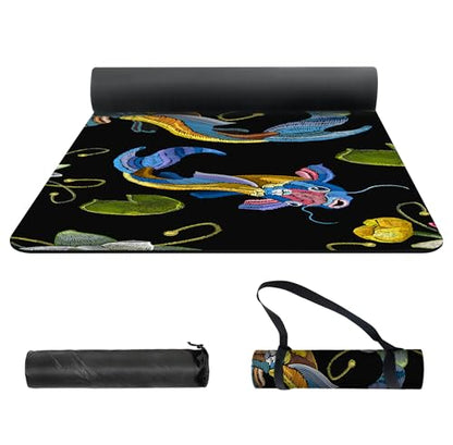 nuveti Yoga Mat Print Extra Thick TPE Non Slip Fitness Exercise Mat with Carrying Bag,72"x24" Extra Thick 6MM Exercise & Workout Mat for Yoga, Pilates Fitness and Floor Exercises - color: Koi