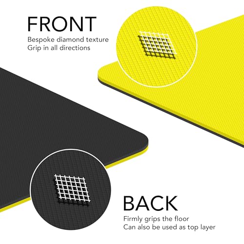 Large Workout Mat - 10mm Extra Thick Exercise Mat & Wide Yoga Mat, 72"x32" - color: Yellow - Printed