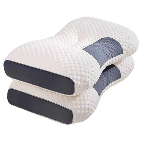 2pcs Extra Soft Massage Neck Pillow with Adjustable Ergonomic Contour Support, Pillow Core, Hidden Zipper Washable Cover - Modern Design, Suitable for All Seasons (White) - color: White