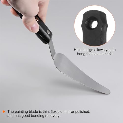 HARFINGTON No.10 Painting Palette Knife Stainless Steel Pointy Spatula Pallet Knife with Wood Handle for Oil Acrylic Paint Canvas Color Mixing Spreading