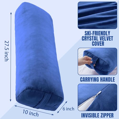 MABOZOO Yoga Bolster Pillow, Rectangular Bolster for Restorative Yoga & Meditation, Professional Meditation Cushion with Carry Handle, 27"X10"X6" - color: blue