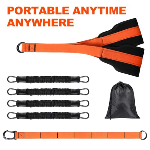 4 Pull Up Assistance Bands, 65-260lbs with Feet Rest | for Pull Up Bar with Fabric Feet/Knee Rest for Body Strength Training, Home Gym Fitness