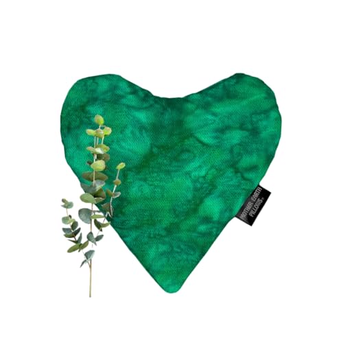 Mother Earth Pillows Small Heart-Shaped Flax Pillow for Natural Pain Relief, Warm or Cold Therapy, Herbal Aromatherapy Pillow (Green Print - Breathe Herbal Blend) - color: Green Print - Breathe Herbal Blend