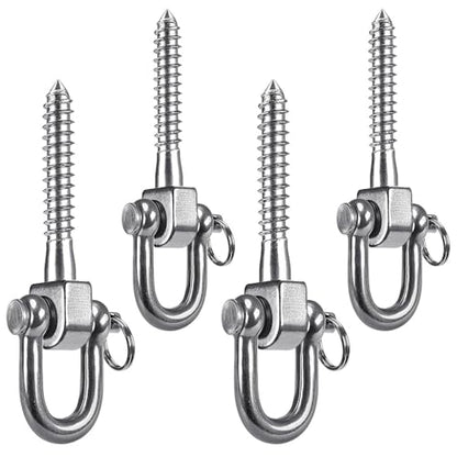 SELEWARE 4 Pack Swing Hangers Swing Set Hooks Stainless Steel Hammock Hooks - color: Stainless 4 Pack Swing Hooks
