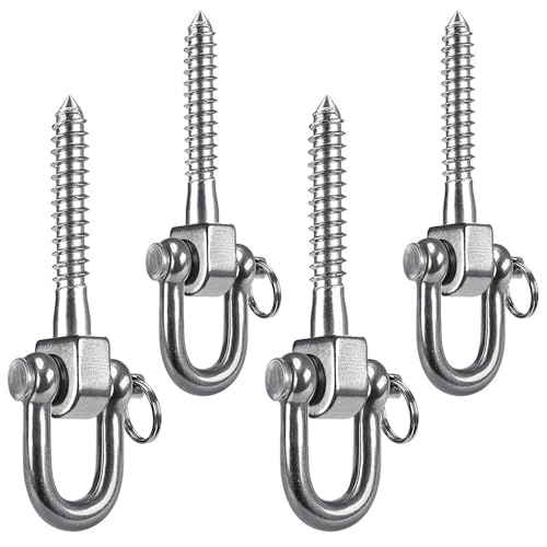 SELEWARE 4 Pack Swing Hangers Swing Set Hooks Stainless Steel Hammock Hooks - color: Stainless 4 Pack Swing Hooks